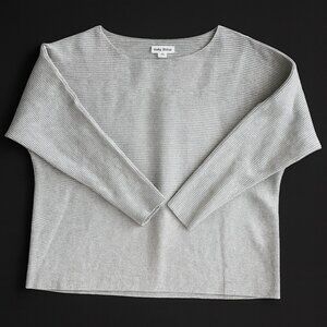 Daily Special Women’s Medium Grey Ribbed Knit Long Sleeve Top Casual -A306